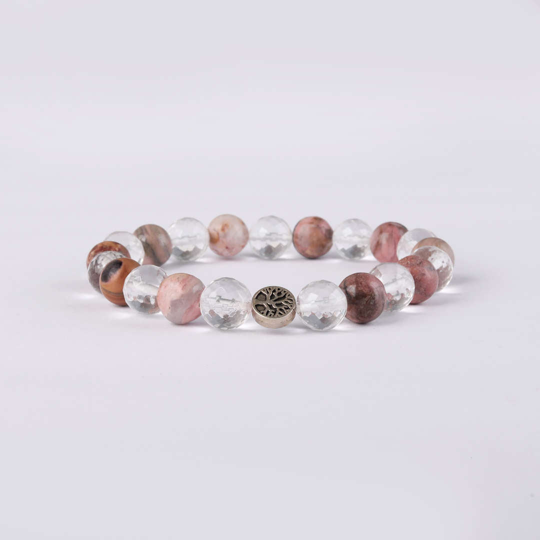 Love Yourself | Rhodochrosite & Clear Quartz Crystal Bracelet