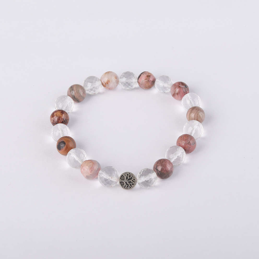 Love Yourself | Rhodochrosite & Clear Quartz Crystal Bracelet