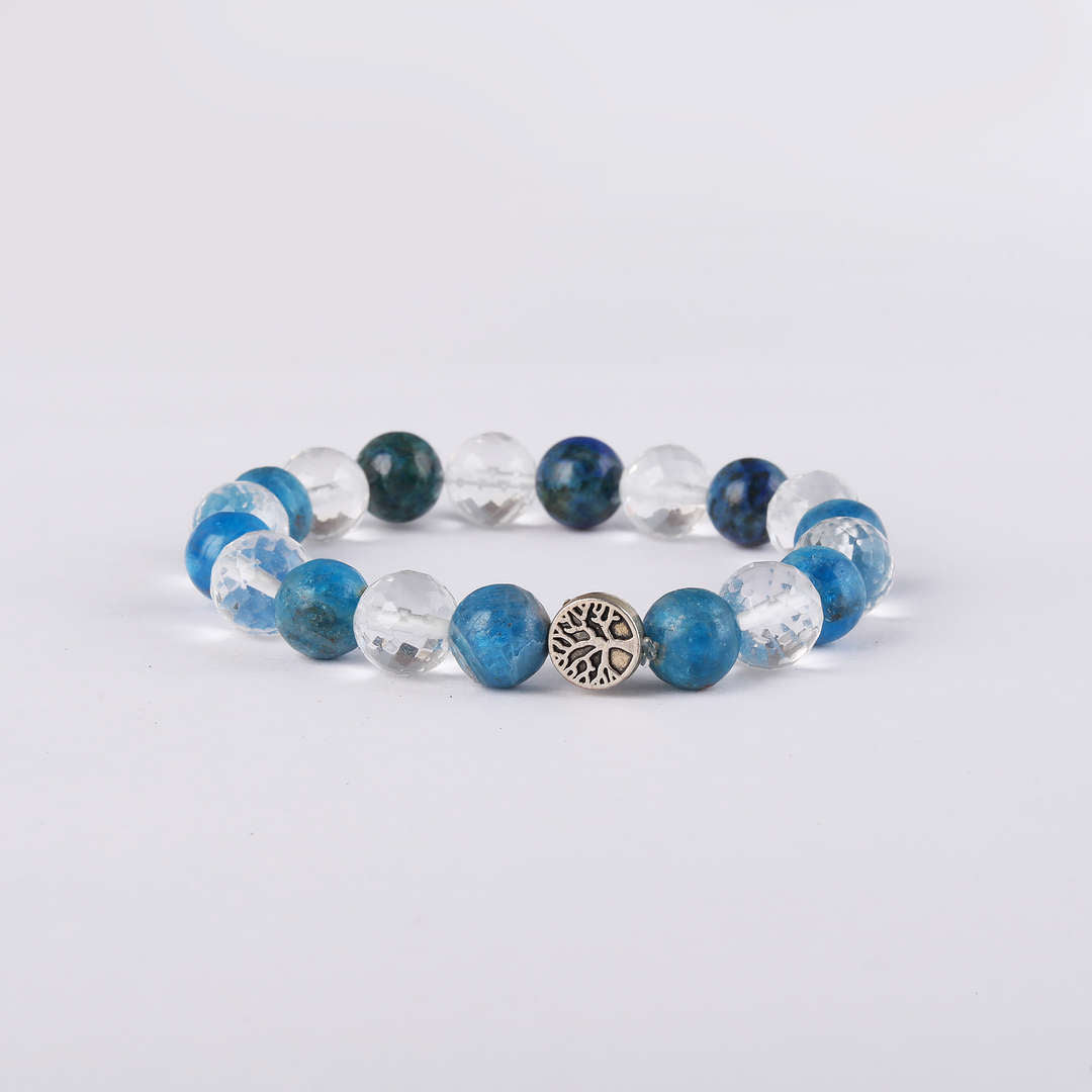 Ancestral Blockages Removal | Blue Apatite & Diamond Faceted Clear Quartz