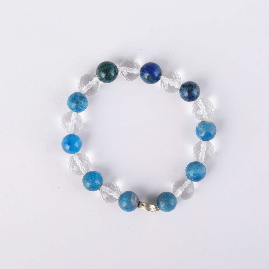 Ancestral Blockages Removal | Blue Apatite & Diamond Faceted Clear Quartz