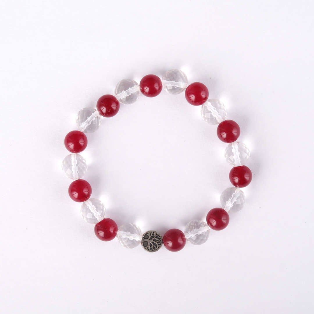Paint The Town Red | African Carnelian & Diamond Faceted Clear Quartz Bracelet