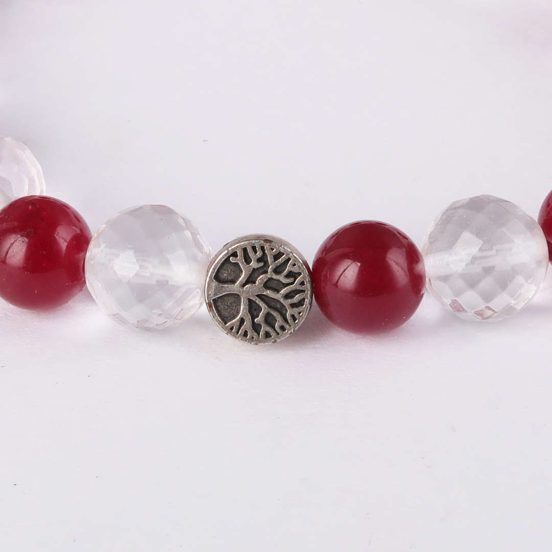 Paint The Town Red | African Carnelian & Diamond Faceted Clear Quartz Bracelet