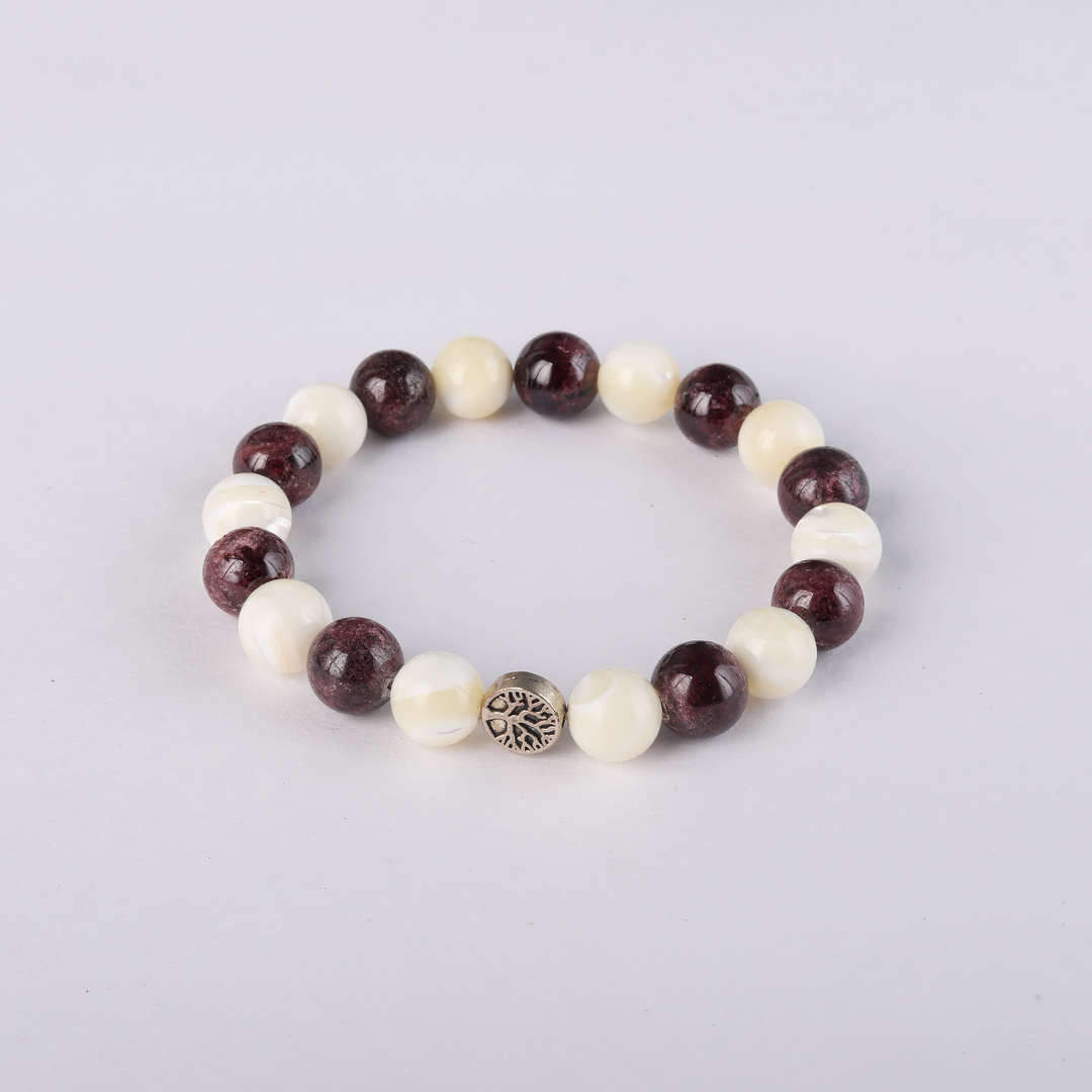 Make A Wish | Garnet & Mother of Pearl Crystal Bracelet