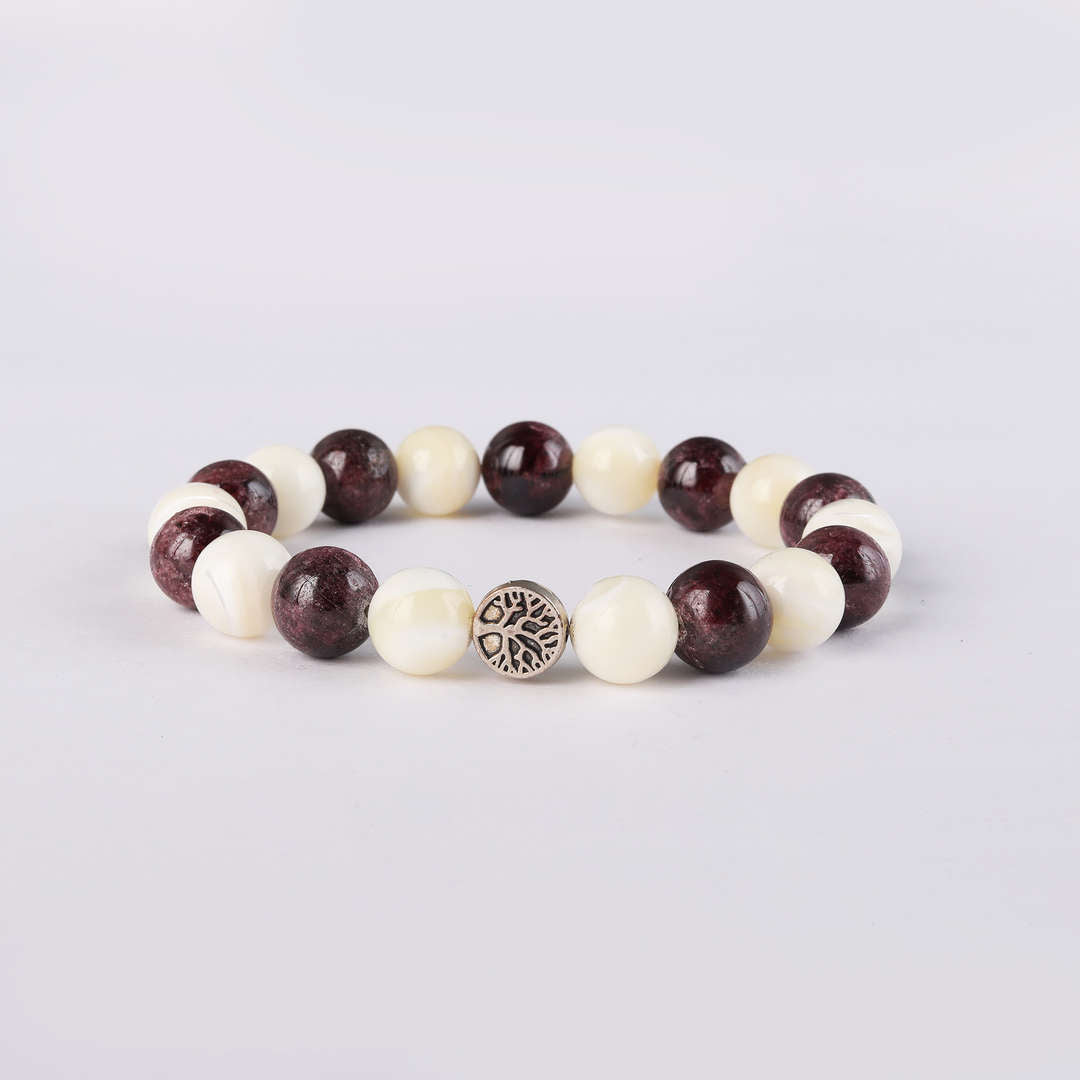 Make A Wish | Garnet & Mother of Pearl Crystal Bracelet