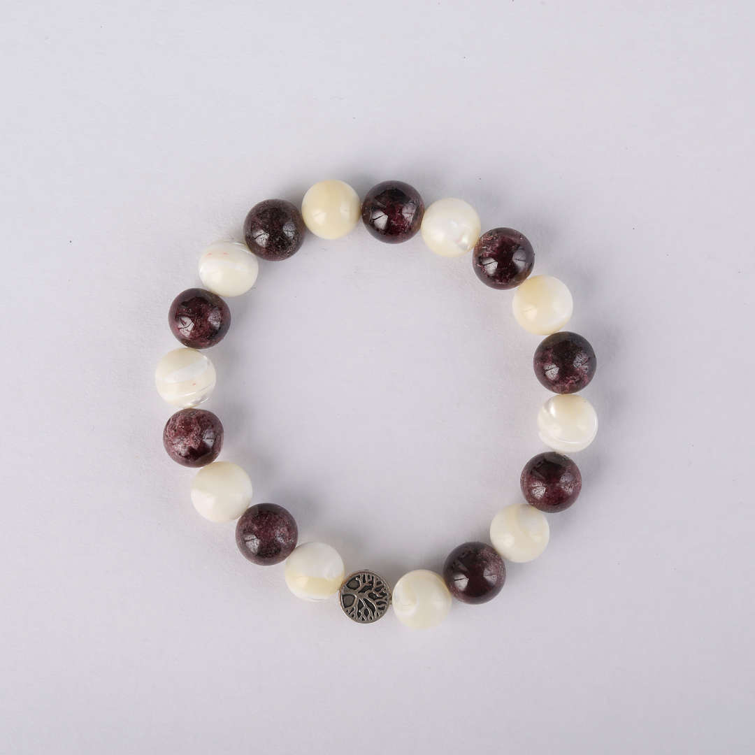 Make A Wish | Garnet & Mother of Pearl Crystal Bracelet