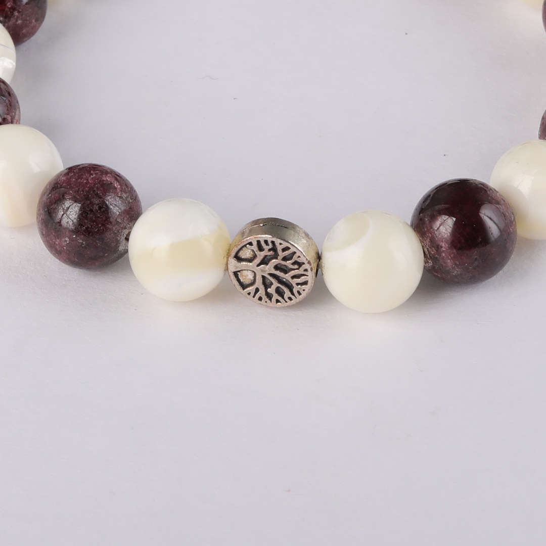 Make A Wish | Garnet & Mother of Pearl Crystal Bracelet