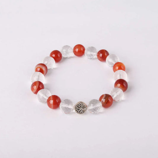 Star Coded | Creativity Pulse | African Carnelian & Diamond Faceted Clear Quartz Bracelet