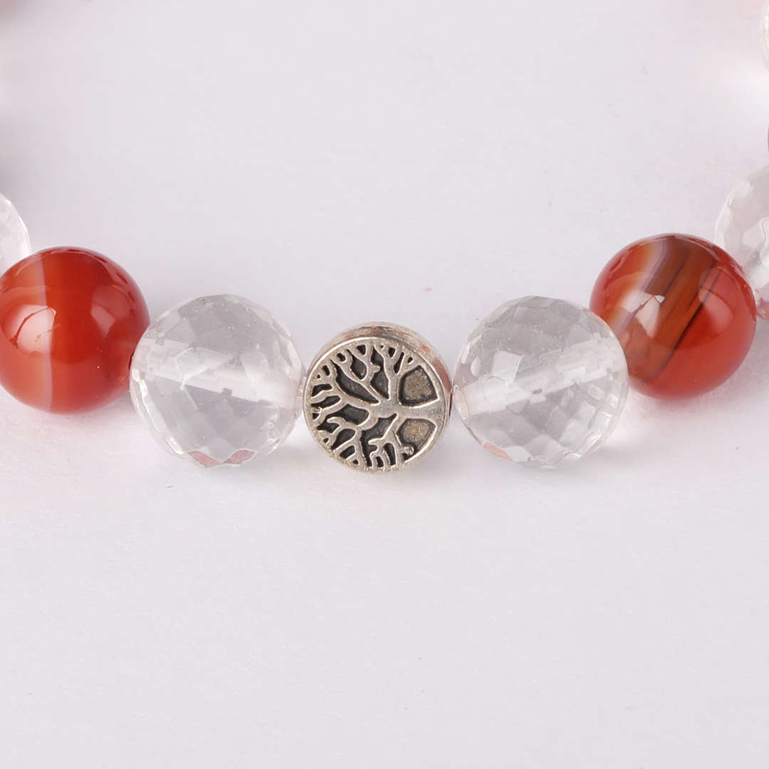 Creativity Pulse | African Carnelian & Diamond Faceted Clear Quartz Bracelet