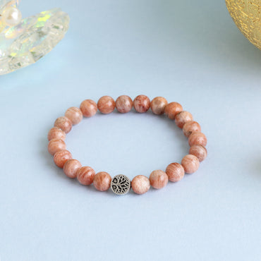 Radiant Sunstone bracelet for uplifting energy, creativity, confidence, and chakra healing to inspire action and personal power.