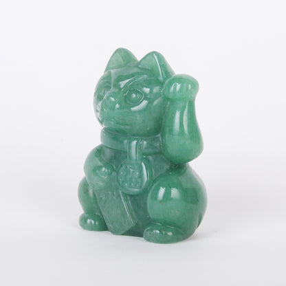 Star Coded | Maneki Neko Lucky Cat | For Clients, Sales & Prosperity Flow at the Workplace Made with Authentic Green Aventurine - the Stone of Opportunity