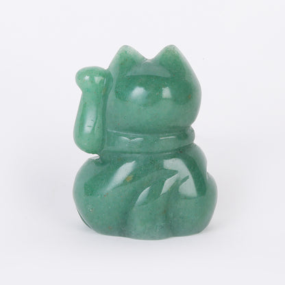 Star Coded | Maneki Neko Lucky Cat | For Clients, Sales & Prosperity Flow at the Workplace Made with Authentic Green Aventurine - the Stone of Opportunity