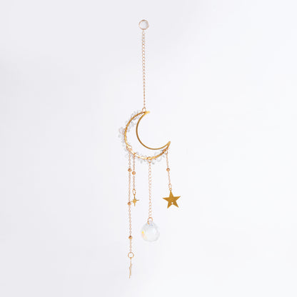 Star Coded | Lunar Light | Crescent Moon SunCatcher with Clear Quartz & Prism