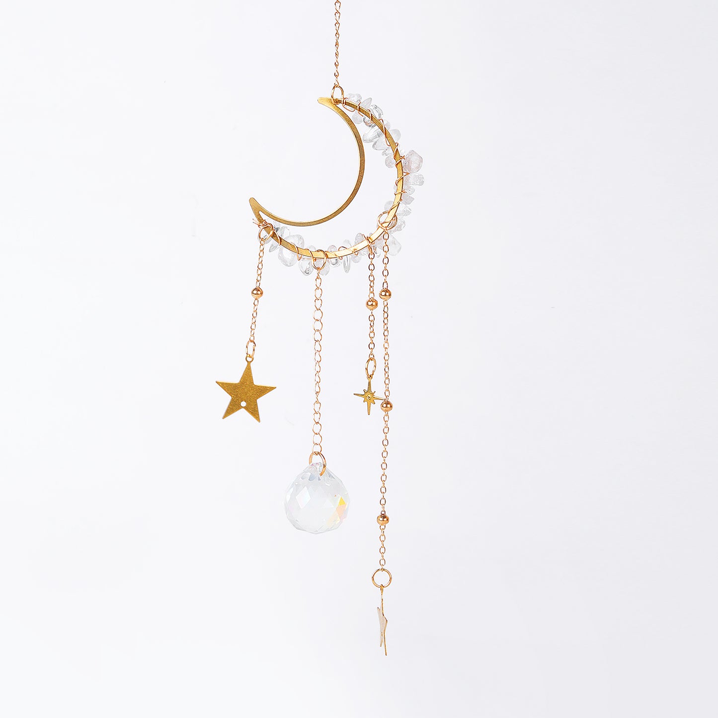 Star Coded | Lunar Light | Crescent Moon SunCatcher with Clear Quartz & Prism