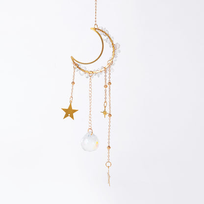 Star Coded | Lunar Light | Crescent Moon SunCatcher with Clear Quartz & Prism