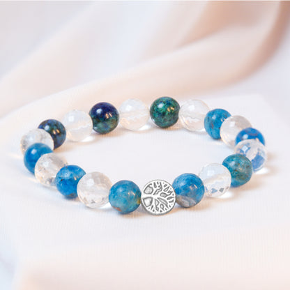 Ancestral Blockages Removal | Blue Apatite & Diamond Faceted Clear Quartz