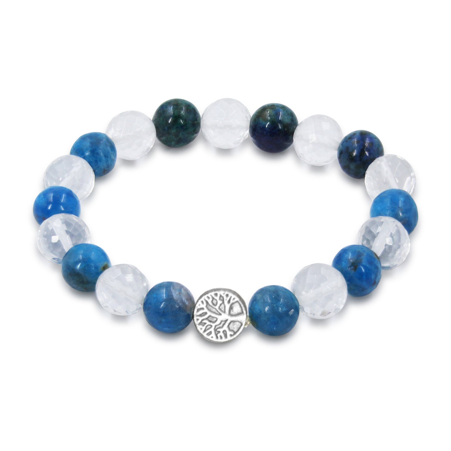 Ancestral Blockages Removal | Blue Apatite & Diamond Faceted Clear Quartz