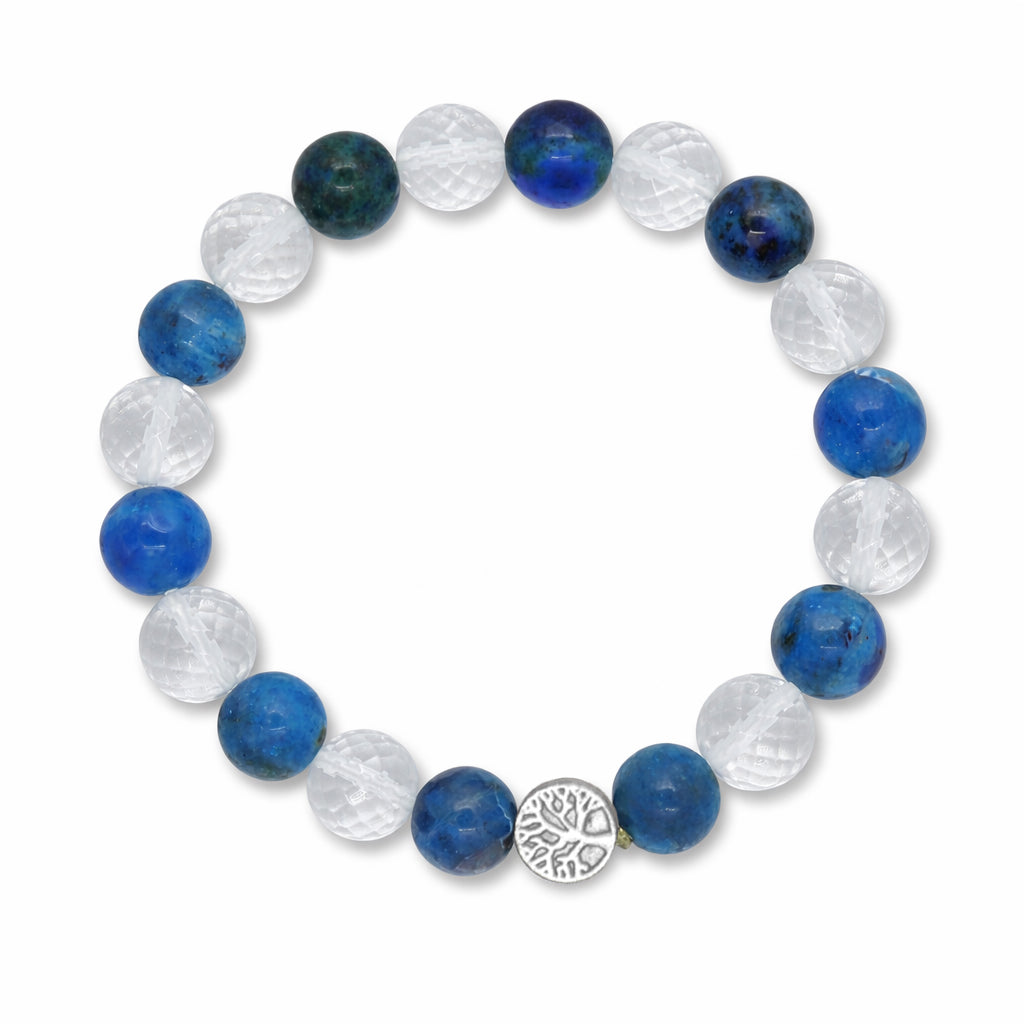 Ancestral Blockages Removal | Blue Apatite & Diamond Faceted Clear Quartz