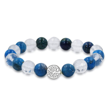 Ancestral Blockages Removal | Blue Apatite & Diamond Faceted Clear Quartz