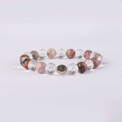 Love Yourself |  Rhodochrosite & Clear Quartz Crystal Bracelet