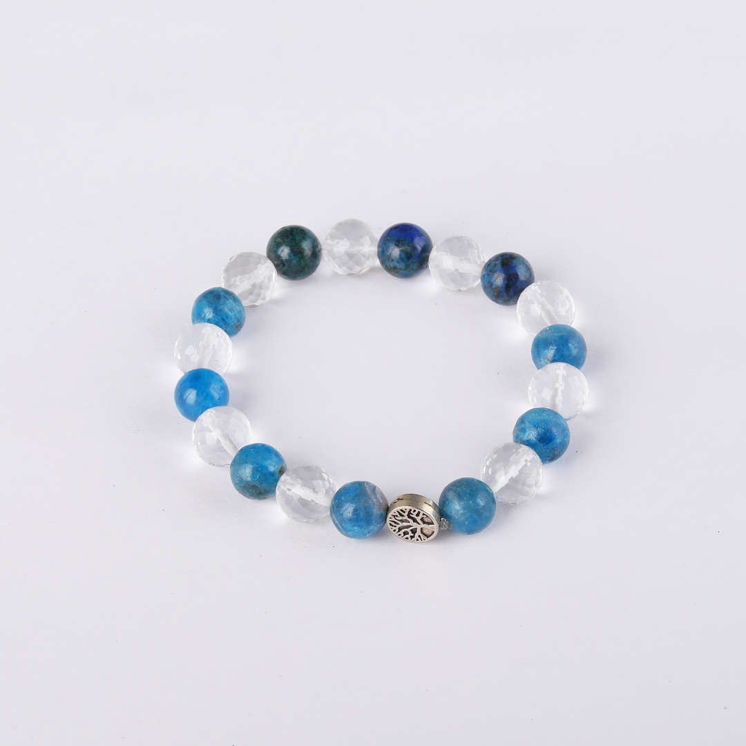 Ancestral Blockages Removal | Blue Apatite & Diamond Faceted Clear Quartz