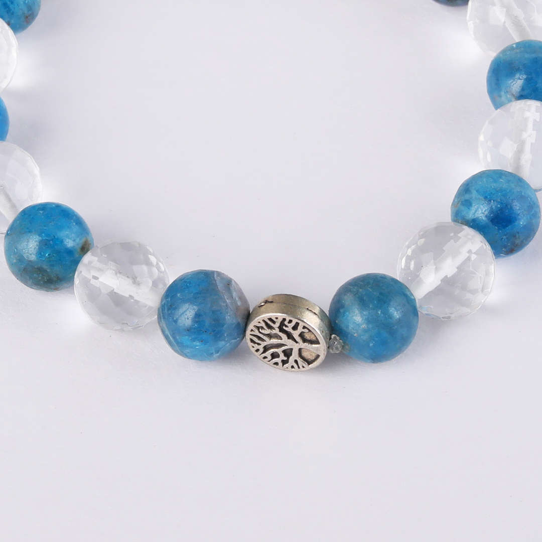 Ancestral Blockages Removal | Blue Apatite & Diamond Faceted Clear Quartz