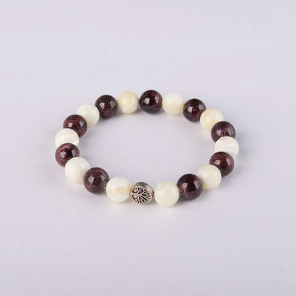 Make A Wish | Garnet & Mother of Pearl Crystal Bracelet