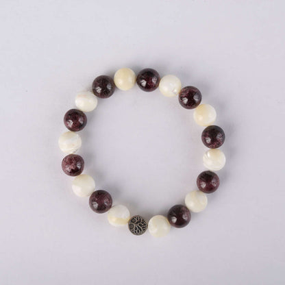 Make A Wish | Garnet & Mother of Pearl Crystal Bracelet