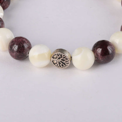 Make A Wish | Garnet & Mother of Pearl Crystal Bracelet