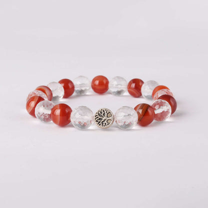 Creativity Pulse | African Carnelian & Diamond Faceted Clear Quartz Bracelet