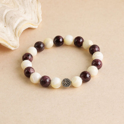Make A Wish | Garnet & Mother of Pearl Crystal Bracelet