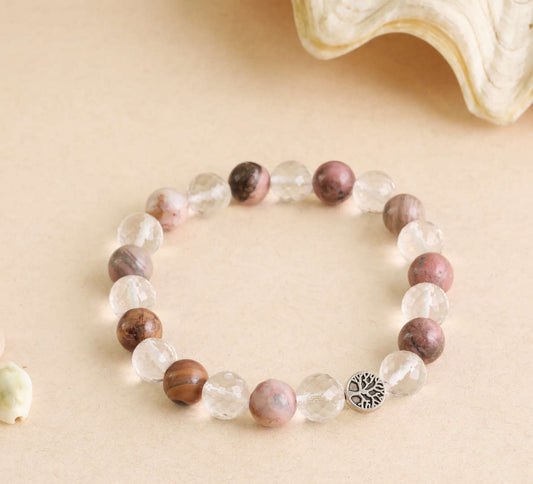 Love Yourself |  Rhodochrosite & Clear Quartz Crystal Bracelet