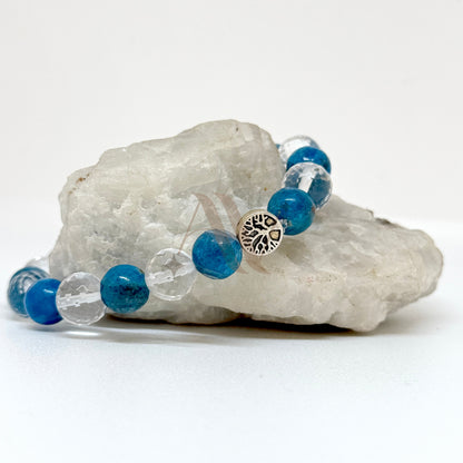 Ancestral Blockages Removal | Blue Apatite & Diamond Faceted Clear Quartz