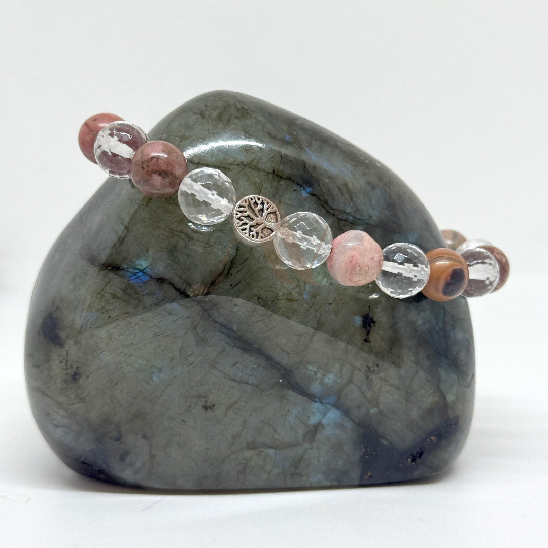 Self Love |  Rhodochrosite & Clear Quartz Crystal Bracelet