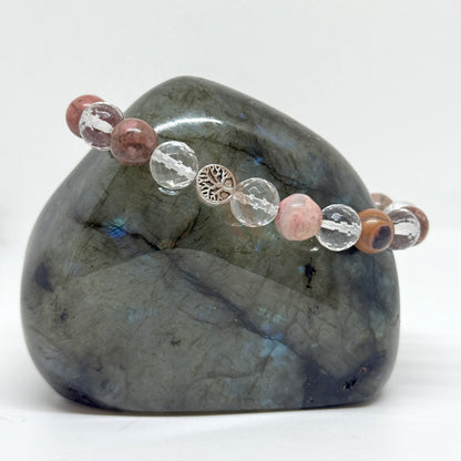 Self Love |  Rhodochrosite & Clear Quartz Crystal Bracelet