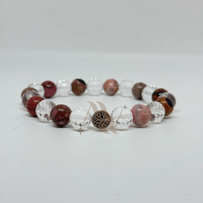 Self Love |  Rhodochrosite & Clear Quartz Crystal Bracelet