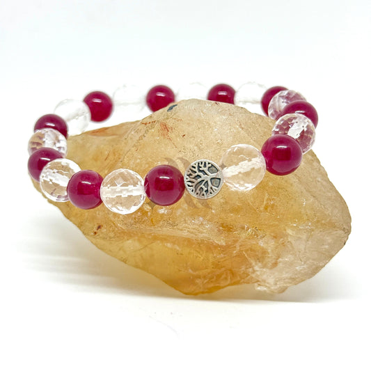 Be The Goddess | Ruby and Clear Quartz Crystal Bracelet