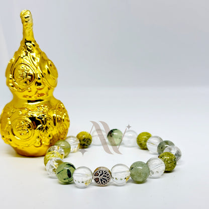 Health Is Your True Wealth |  Prehnite & Serpentine Crystal Bracelet