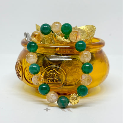 Manifest Wealth | Citrine & Green Onyx Crystal Bracelet