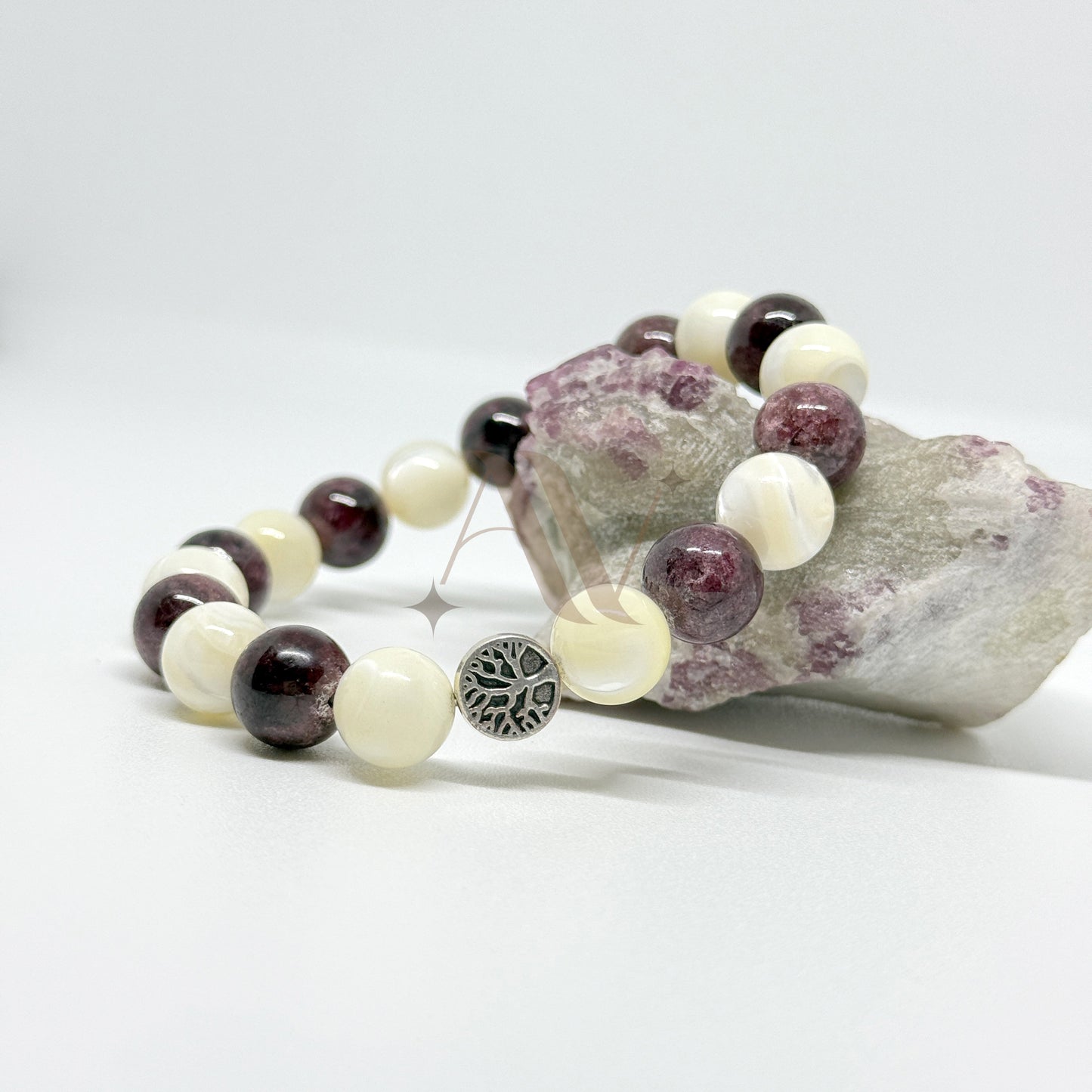 Make A Wish | Garnet & Mother of Pearl Crystal Bracelet