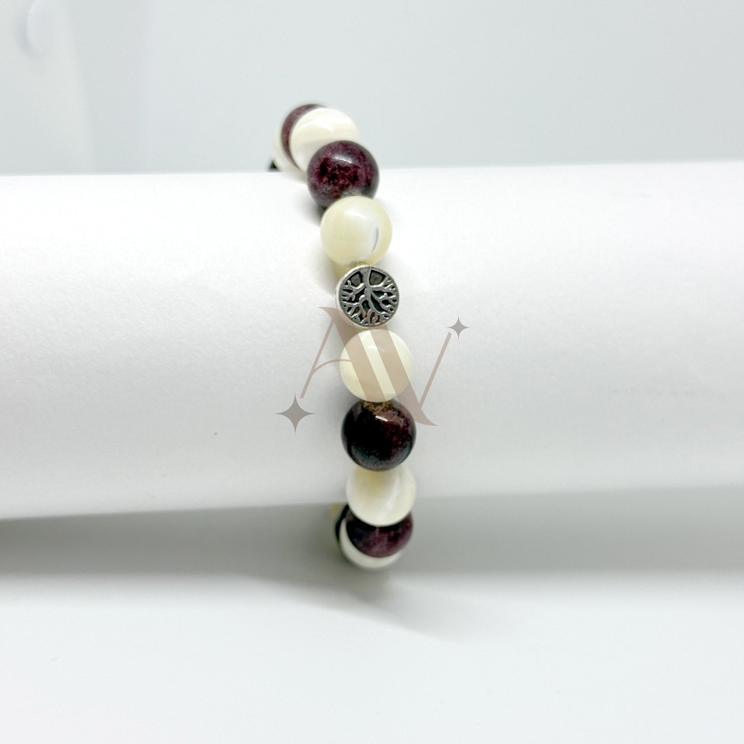 Make A Wish | Garnet & Mother of Pearl Crystal Bracelet