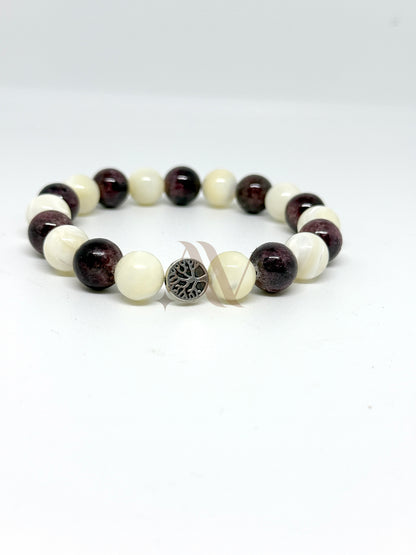 Make A Wish | Garnet & Mother of Pearl Crystal Bracelet