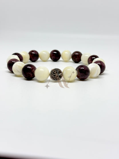 Make A Wish | Garnet & Mother of Pearl Crystal Bracelet