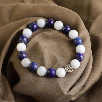 No More Trauma Lapis Lazuli & Angelite bracelet for releasing trauma, emotional balance, healing physical and auric bodies, and amplified energy with Star Codes.

