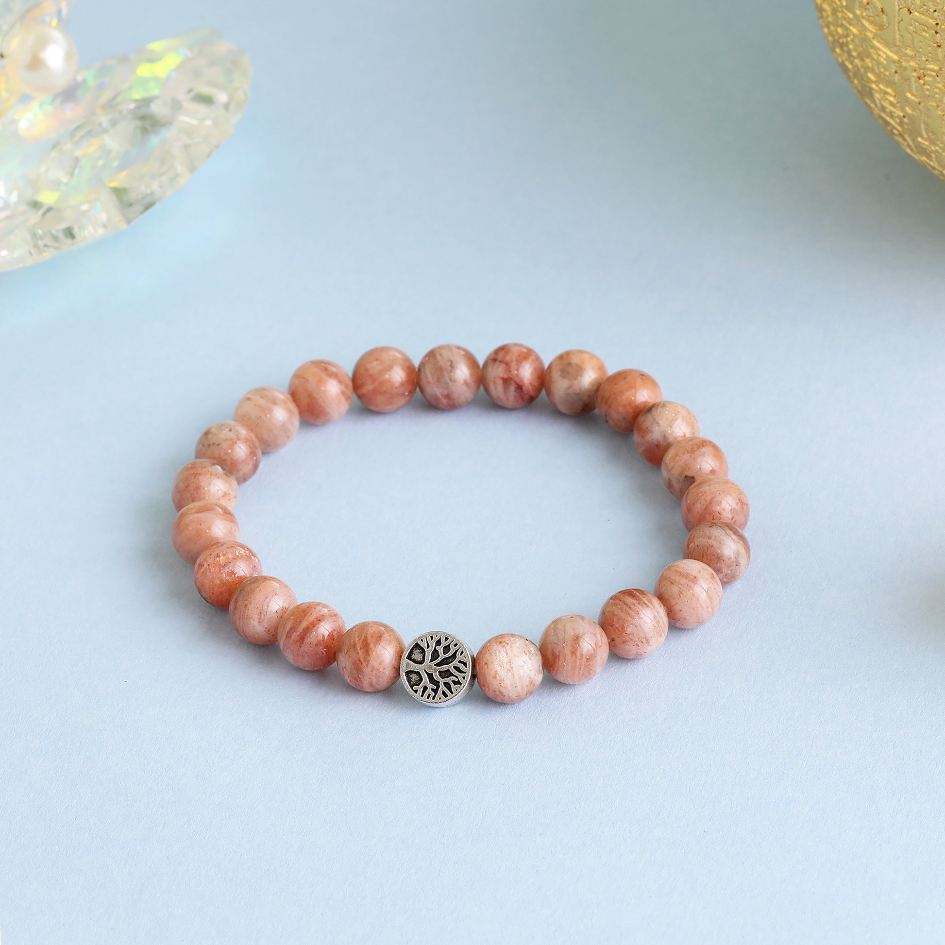 Radiant Sunstone bracelet for uplifting energy, creativity, confidence, and chakra healing to inspire action and personal power. 