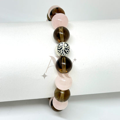 Anger Management | Rose Quartz & Smoky Quartz Crystal Bracelet