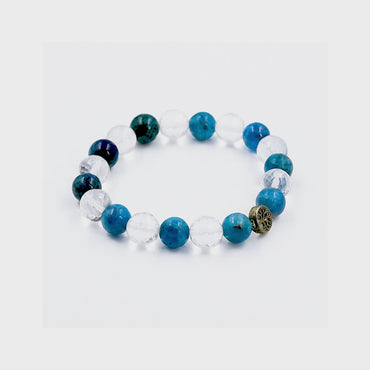 Ancestral Blockages Removal | Blue Apatite & Diamond Faceted Clear Quartz